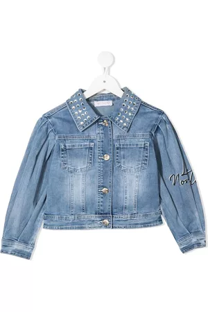 MONNALISA Embroidered Daisy denim jacket