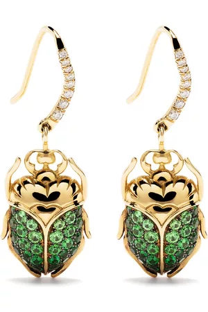 Aurélie Bidermann 18kt yellow Scarab tsavorite and diamond earrings