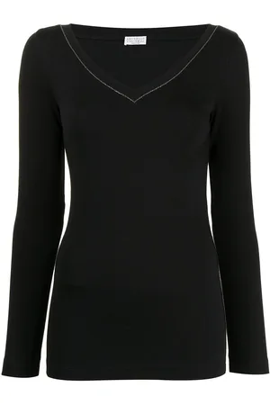 Brunello Cucinelli V-neck cotton blend top