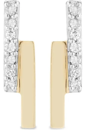 Mateo 14kt yellow diamond bar bypass stud earrings