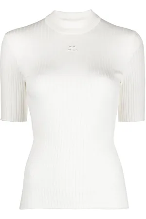 Courrèges Logo print ribbed knit jumper