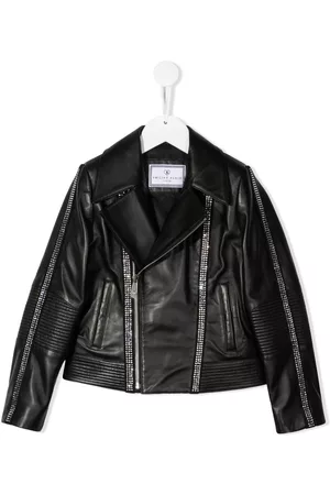 Philipp Plein Logo zipped biker jacket
