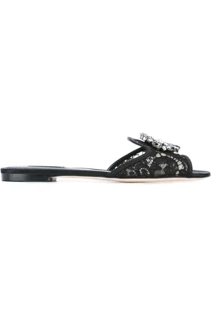 Dolce & Gabbana Embellished lace flat sandals