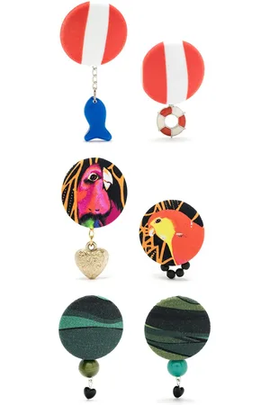 Amir Slama flower drop chain earring set - Multicolour