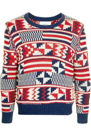 Ports V Geometric-print knitted jumper