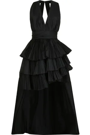 Elie saab Pleated plunge-neck silk dress