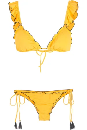 Brigitte Ruffled-trim rippled bikini set
