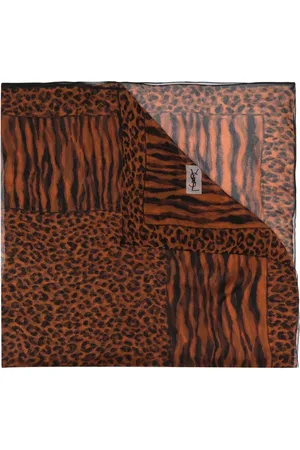 Saint Laurent Leopard print sheer silk scarf