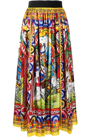 Dolce & Gabbana Carretto-print twill midi skirt