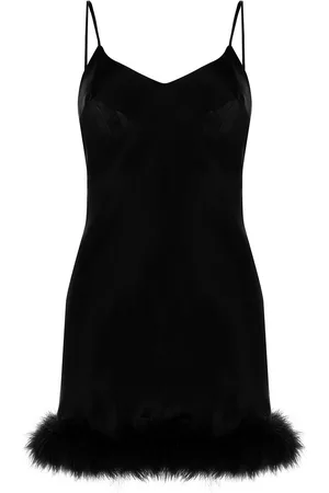 Gilda & Pearl Kitty feather-trimmed slip dress