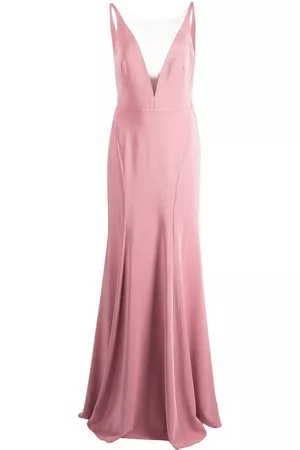 Marchesa Notte Crema plunging V-neck dress