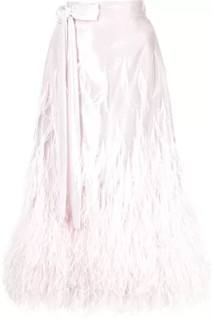 Rochas Feather-embellished bow detail skirt