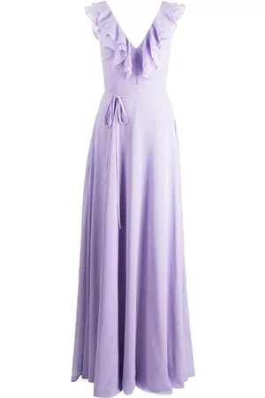 Marchesa Notte Ruffle-trim floor-length gown