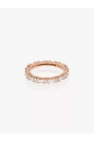 Suzanne Kalan 18kt rose gold horizontal baguette diamond ring