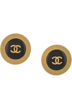 CHANEL Vintage CC Button Clip-On earrings Pink CC Logo 2004