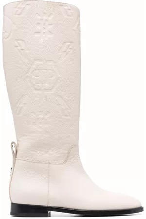 Philipp Plein Embossed-logo knee-high boots