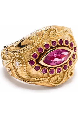 Aurélie Bidermann 18kt yellow Cashmere rubellite, ruby and diamond ring