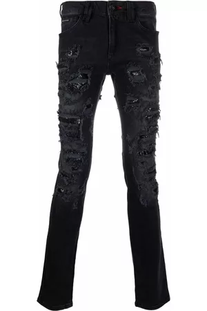 Philipp Plein Mesh ripped-detail jeans