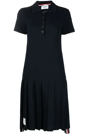 Thom Browne Tri-stripe trim polo shirt dress