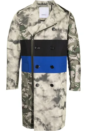 Ports V Striped camouflage print zipped coat
