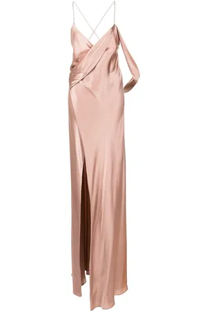 Michelle Mason Silk wrap floor-length gown