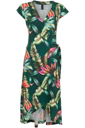 Lygia & Nanny Falcão leaf-print wrap dress