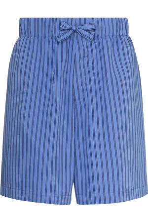 Tekla Striped drawstring pajama shorts