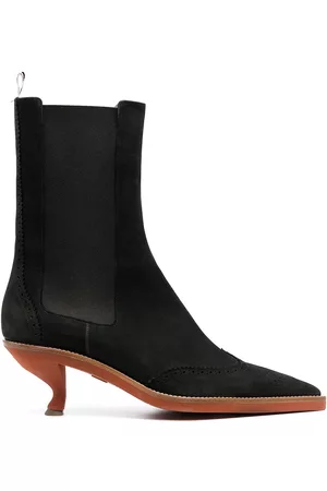 Thom Browne Women Boots - Brogued wing-tip chelsea boot with sculpted heel