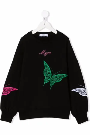 Msgm Butterfly-embroidered cotton sweatshirt