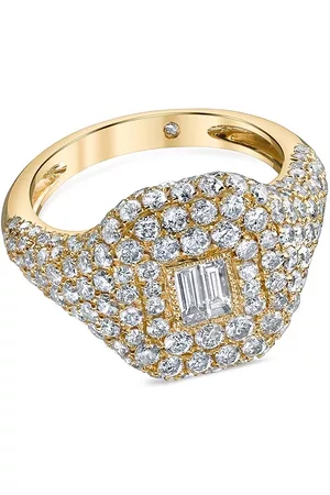 Shay 18kt yellow diamond baguette pavé ring