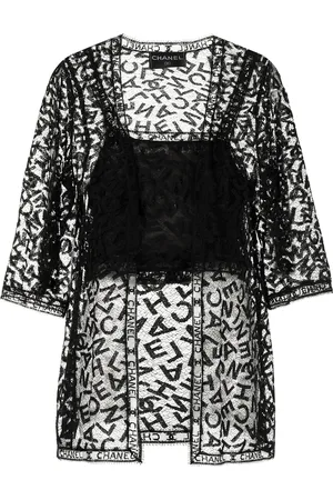 CHANEL 1998 logo-print lace vest set