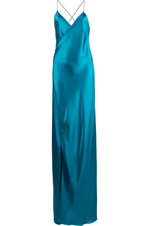 Michelle Mason Cross-strap silk wrap gown