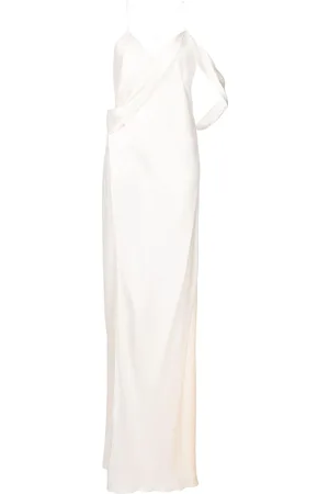 Michelle Mason Silk wrap floor-length gown
