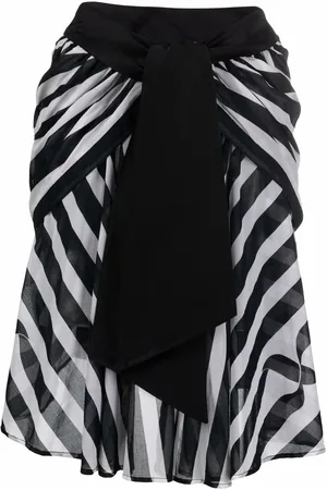 Saint Laurent 1988 asymmetric stripe-print skirt