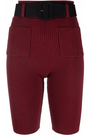 Self-Portrait Ribbed-knit belted shorts