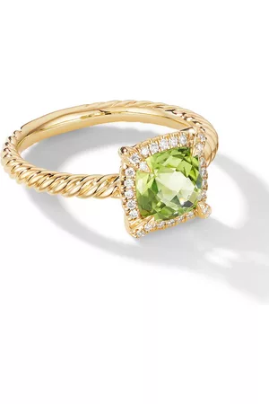 David Yurman 18kt yellow Petite Chatelaine peridot and diamond ring (7mm)