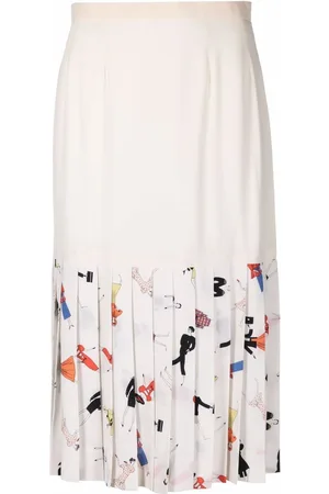 CHANEL 1990s Mademoiselle print pleated skirt
