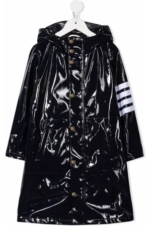 Thom Browne 4-Bar long hooded rain coat