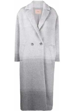 Twin-Set Gradient-effect notched-lapels double-breasted coat