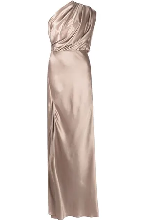 Michelle Mason Silk aymmetrical gathered gown