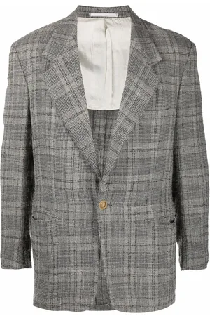 VERSACE 1980s notched lapels checked blazer