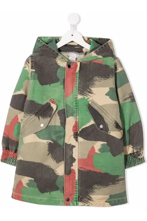 Stella McCartney Boys Trench Coats - Camouflage-print coat