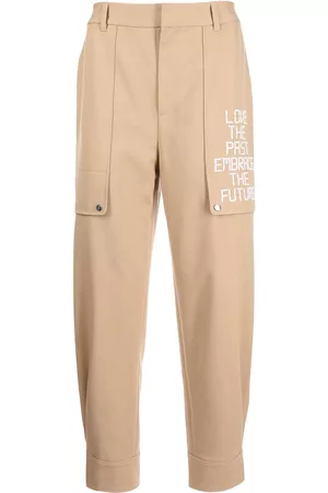 Ports V Slogan-embroidered tapered trousers
