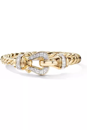 David Yurman 18kt yellow Petite Buckle diamond ring (2mm)