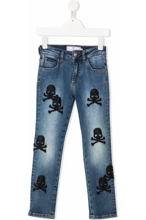 Philipp Plein Skull-embroidered regular-fit jeans