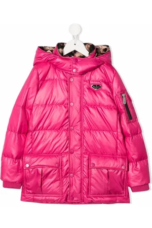 Philipp Plein Satin logo-patch hooded padded jacket