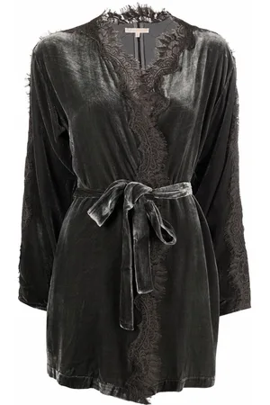 Gold Hawk Lace-trim belted coat