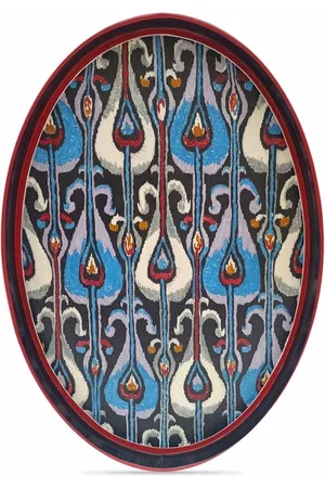 Les-Ottomans Ikat hand-painted oval tray