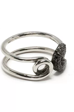Ileana Makri 18kt white gold safety pin diamond ring