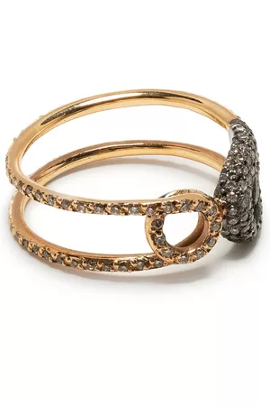 Ileana Makri 18kt rose gold diamond safety pin ring